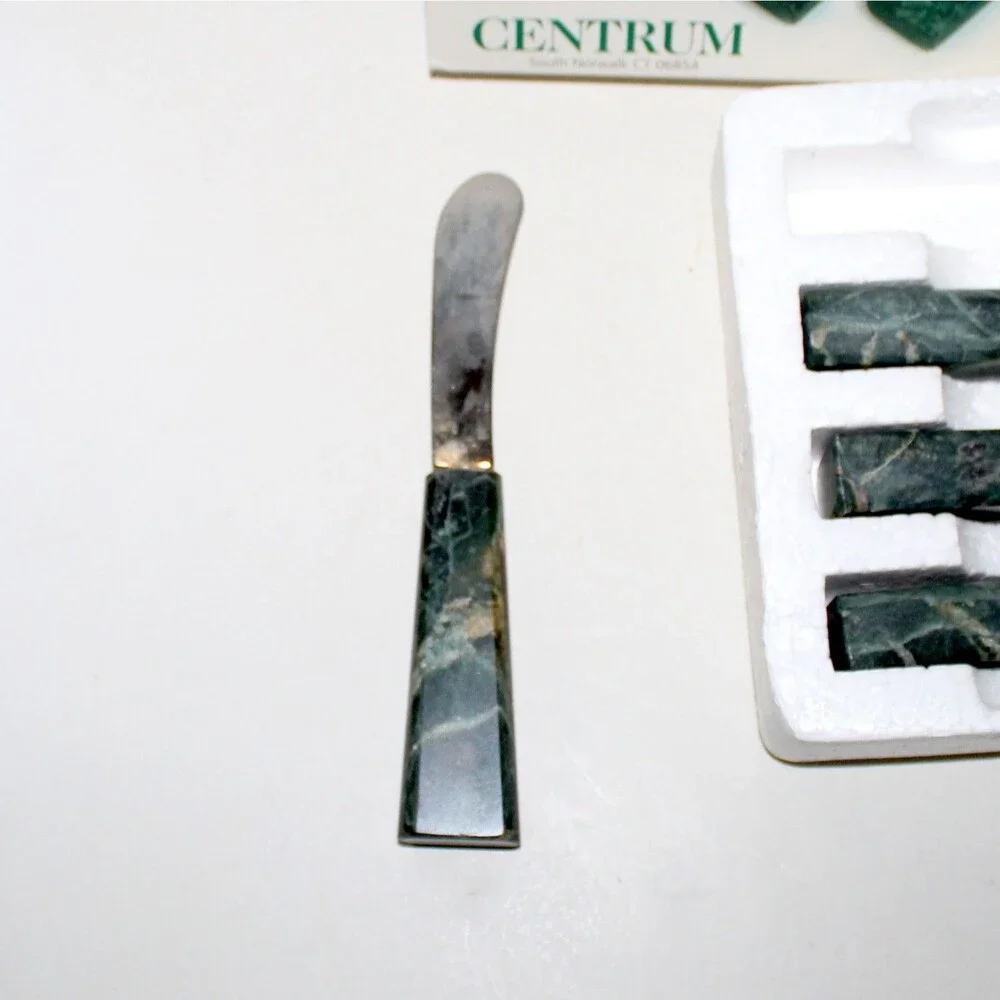 Green Natural Marble Spreaders set of 4 Centrum knives aperitif